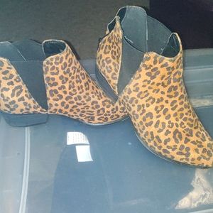 Faux Leopard Print, Vegan Leather Booties